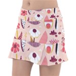 Scandinavian Flat Floral Background Coral Pink White Black Gold Pattern Classic Tennis Skirt