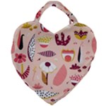 Scandinavian Flat Floral Background Coral Pink White Black Gold Pattern Giant Heart Shaped Tote