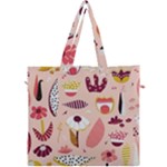 Scandinavian Flat Floral Background Coral Pink White Black Gold Pattern Canvas Travel Bag