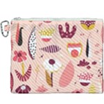 Scandinavian Flat Floral Background Coral Pink White Black Gold Pattern Canvas Cosmetic Bag (XXXL)