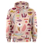 Scandinavian Flat Floral Background Coral Pink White Black Gold Pattern Men s Overhead Hoodie