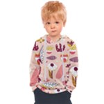 Scandinavian Flat Floral Background Coral Pink White Black Gold Pattern Kids  Overhead Hoodie