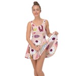 Scandinavian Flat Floral Background Coral Pink White Black Gold Pattern Inside Out Casual Dress
