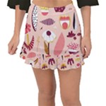 Scandinavian Flat Floral Background Coral Pink White Black Gold Pattern Fishtail Mini Chiffon Skirt