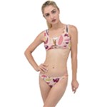 Scandinavian Flat Floral Background Coral Pink White Black Gold Pattern The Little Details Bikini Set