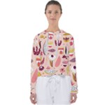 Scandinavian Flat Floral Background Coral Pink White Black Gold Pattern Women s Slouchy Sweat
