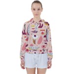 Scandinavian Flat Floral Background Coral Pink White Black Gold Pattern Women s Tie Up Sweat