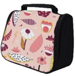 Scandinavian Flat Floral Background Coral Pink White Black Gold Pattern Full Print Travel Pouch (Big)