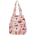 Scandinavian Flat Floral Background Coral Pink White Black Gold Pattern Center Zip Backpack