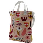 Scandinavian Flat Floral Background Coral Pink White Black Gold Pattern Canvas Messenger Bag