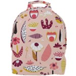 Scandinavian Flat Floral Background Coral Pink White Black Gold Pattern Mini Full Print Backpack