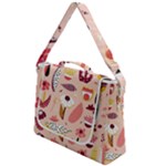 Scandinavian Flat Floral Background Coral Pink White Black Gold Pattern Box Up Messenger Bag