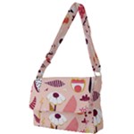 Scandinavian Flat Floral Background Coral Pink White Black Gold Pattern Full Print Messenger Bag (S)