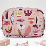 Scandinavian Flat Floral Background Coral Pink White Black Gold Pattern Make Up Pouch (Small)