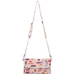 Scandinavian Flat Floral Background Coral Pink White Black Gold Pattern Mini Crossbody Handbag