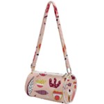 Scandinavian Flat Floral Background Coral Pink White Black Gold Pattern Mini Cylinder Bag