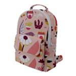 Scandinavian Flat Floral Background Coral Pink White Black Gold Pattern Flap Pocket Backpack (Large)