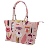 Scandinavian Flat Floral Background Coral Pink White Black Gold Pattern Canvas Shoulder Bag