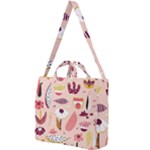 Scandinavian Flat Floral Background Coral Pink White Black Gold Pattern Square Shoulder Tote Bag