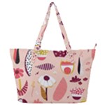 Scandinavian Flat Floral Background Coral Pink White Black Gold Pattern Full Print Shoulder Bag