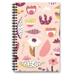 Scandinavian Flat Floral Background Coral Pink White Black Gold Pattern 5.5  x 8.5  Notebook
