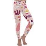 Scandinavian Flat Floral Background Coral Pink White Black Gold Pattern Kids  Lightweight Velour Classic Yoga Leggings