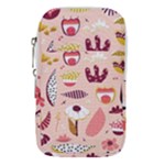 Scandinavian Flat Floral Background Coral Pink White Black Gold Pattern Waist Pouch (Small)