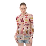 Scandinavian Flat Floral Background Coral Pink White Black Gold Pattern Long Sleeve Chiffon Shirt