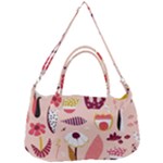 Scandinavian Flat Floral Background Coral Pink White Black Gold Pattern Removable Strap Handbag