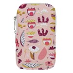 Scandinavian Flat Floral Background Coral Pink White Black Gold Pattern Waist Pouch (Large)