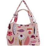 Scandinavian Flat Floral Background Coral Pink White Black Gold Pattern Double Compartment Shoulder Bag