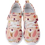 Scandinavian Flat Floral Background Coral Pink White Black Gold Pattern Men s Velcro Strap Shoes