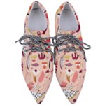 Scandinavian Flat Floral Background Coral Pink White Black Gold Pattern Pointed Oxford Shoes