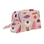 Scandinavian Flat Floral Background Coral Pink White Black Gold Pattern Wristlet Pouch Bag (Medium)