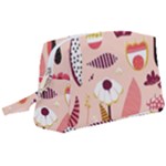 Scandinavian Flat Floral Background Coral Pink White Black Gold Pattern Wristlet Pouch Bag (Large)