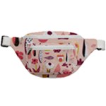 Scandinavian Flat Floral Background Coral Pink White Black Gold Pattern Fanny Pack