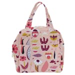 Scandinavian Flat Floral Background Coral Pink White Black Gold Pattern Boxy Hand Bag