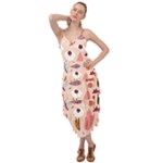 Scandinavian Flat Floral Background Coral Pink White Black Gold Pattern Layered Bottom Dress
