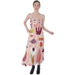 Scandinavian Flat Floral Background Coral Pink White Black Gold Pattern Tie Back Maxi Dress