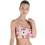 Scandinavian Flat Floral Background Coral Pink White Black Gold Pattern Layered Top Bikini Top 