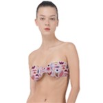 Scandinavian Flat Floral Background Coral Pink White Black Gold Pattern Classic Bandeau Bikini Top 