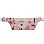 Scandinavian Flat Floral Background Coral Pink White Black Gold Pattern Active Waist Bag