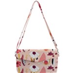 Scandinavian Flat Floral Background Coral Pink White Black Gold Pattern Removable Strap Clutch Bag