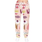 Scandinavian Flat Floral Background Coral Pink White Black Gold Pattern Women Velvet Drawstring Pants