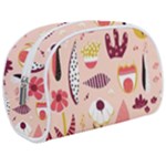 Scandinavian Flat Floral Background Coral Pink White Black Gold Pattern Make Up Case (Medium)
