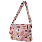 Scandinavian Flat Floral Background Coral Pink White Black Gold Pattern Full Print Messenger Bag (L)