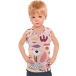Scandinavian Flat Floral Background Coral Pink White Black Gold Pattern Kids  Sport Tank Top