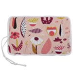 Scandinavian Flat Floral Background Coral Pink White Black Gold Pattern Pen Storage Case (S)