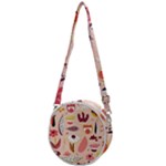 Scandinavian Flat Floral Background Coral Pink White Black Gold Pattern Crossbody Circle Bag