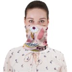 Scandinavian Flat Floral Background Coral Pink White Black Gold Pattern Face Covering Bandana (Adult)